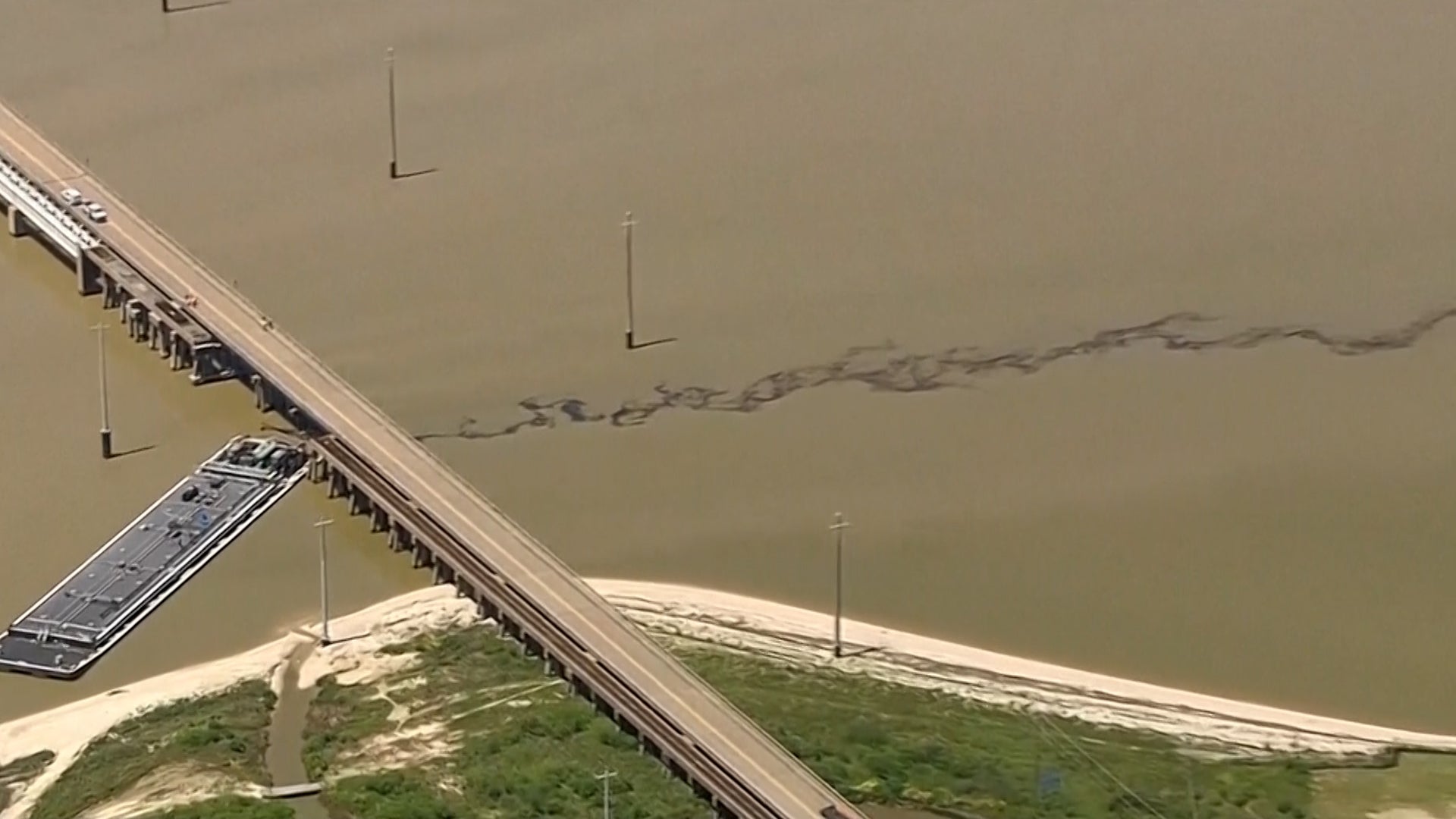 Oil Spill After Barge Hits Bridge